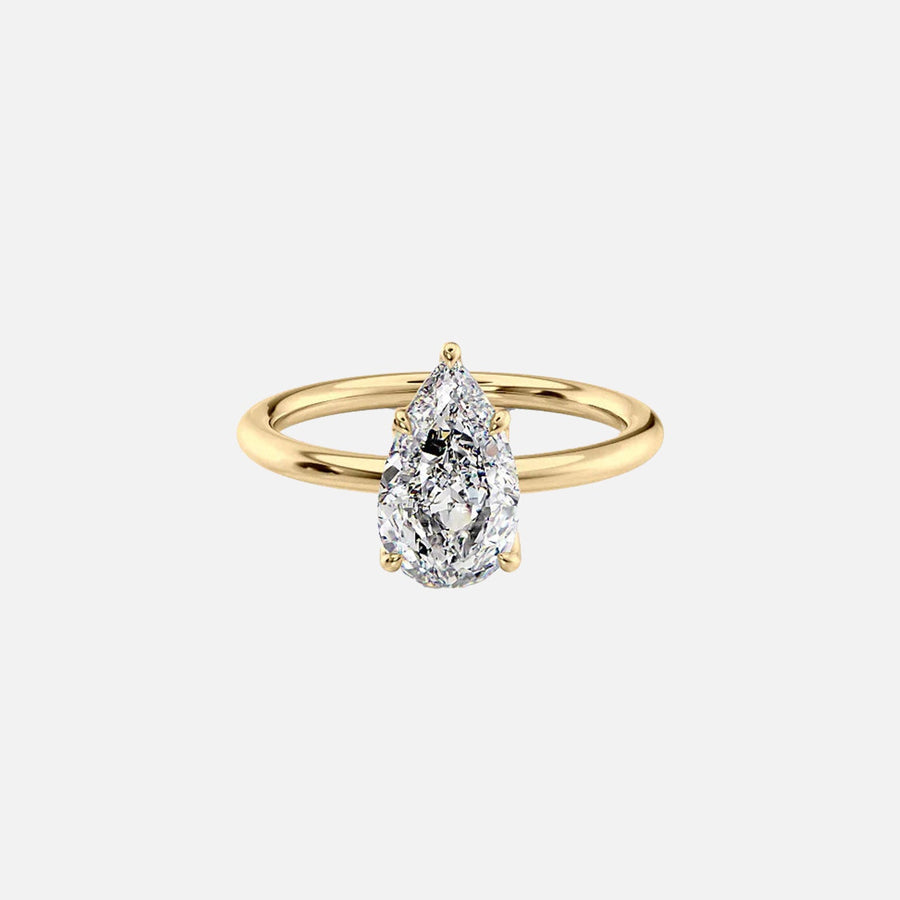 The Solitaire Ashley Pear Lab Diamond Ring 14k Yellow Gold 001