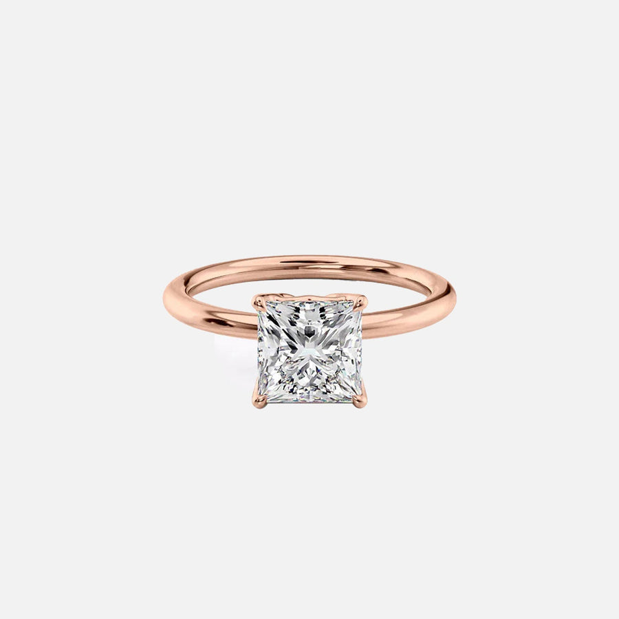  The Solitaire Ashley Princess Lab Diamond Ring 18k Rose Gold 001