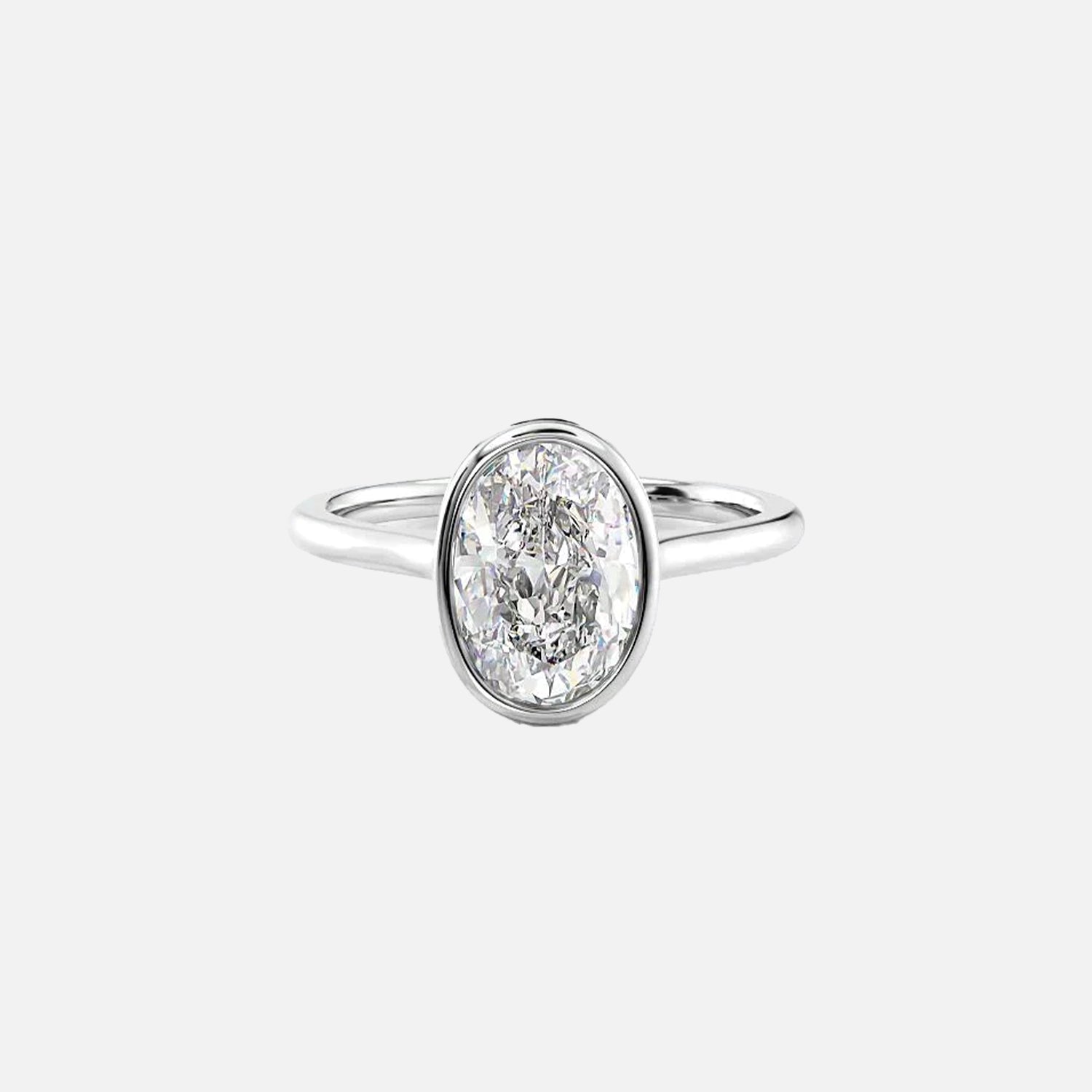  The Solitaire Charlotte Oval Lab Diamond Ring 14k White Gold 001