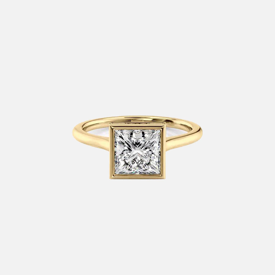 The Solitaire Charlotte Princess Lab Diamond Ring 14k Yellow Gold 001