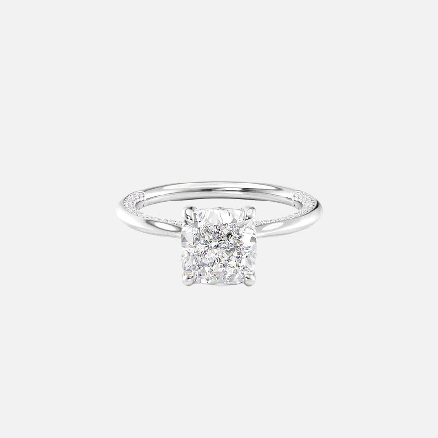  The Solitaire Claire Cushion Lab Diamond Ring 18k White Gold 001