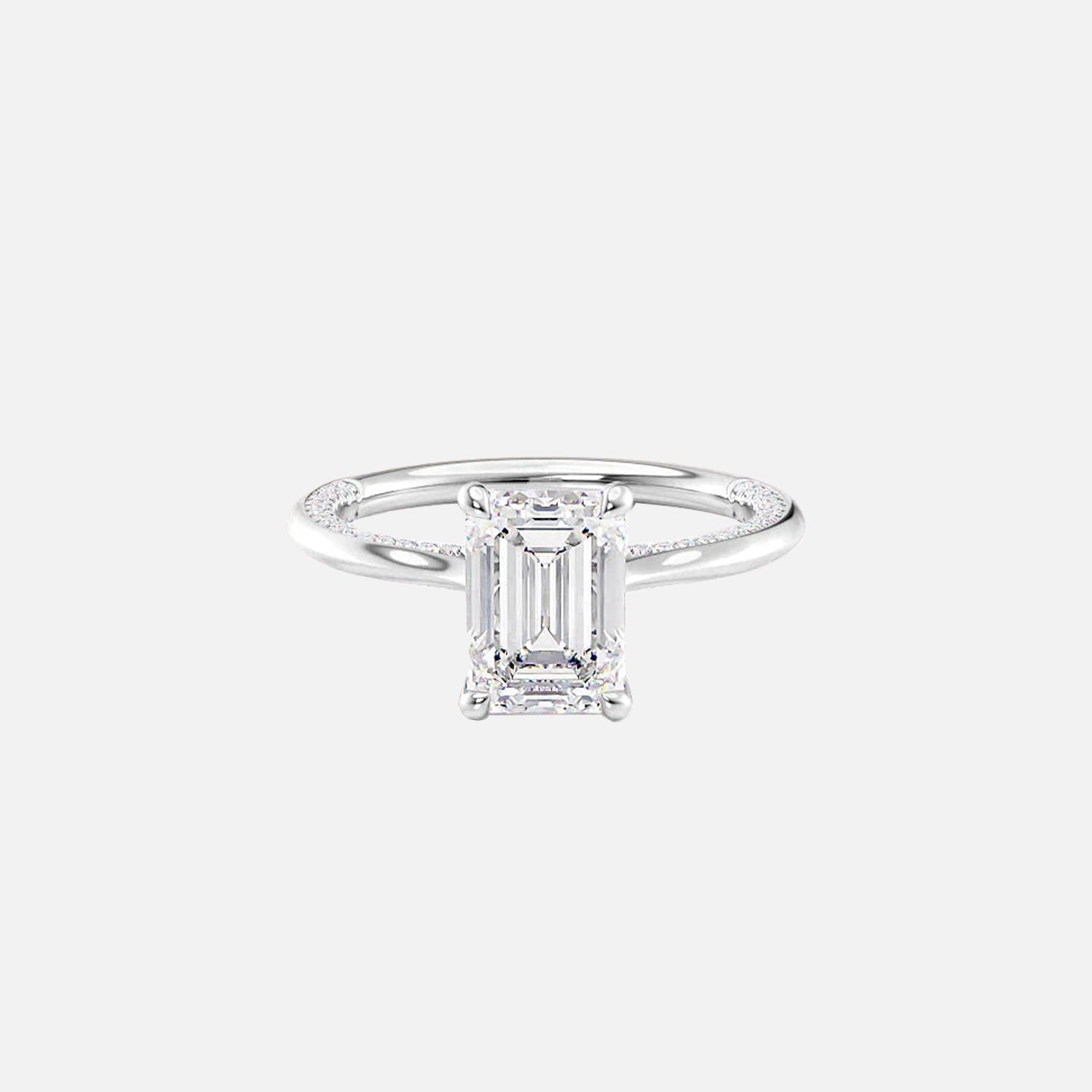  The Solitaire Claire Emerald Lab Diamond Ring 14k White Gold 001