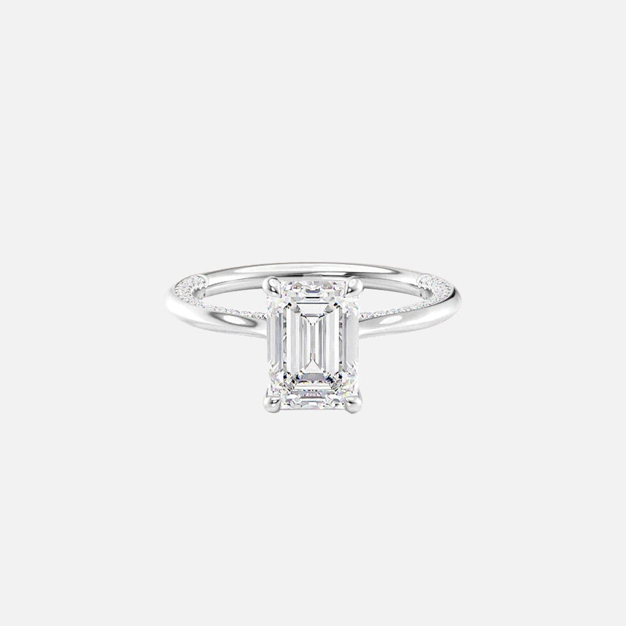  The Solitaire Claire Emerald Moissanite Ring 14k White Gold 001