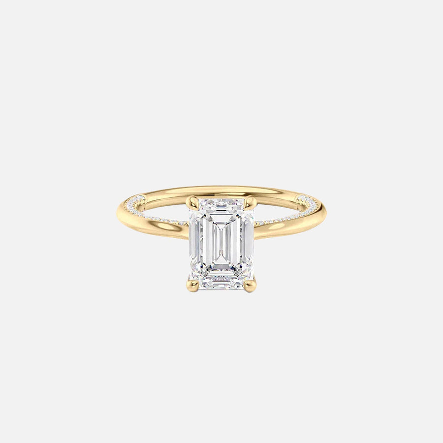 The Solitaire Claire Emerald Moissanite Ring 14k Yellow Gold 001