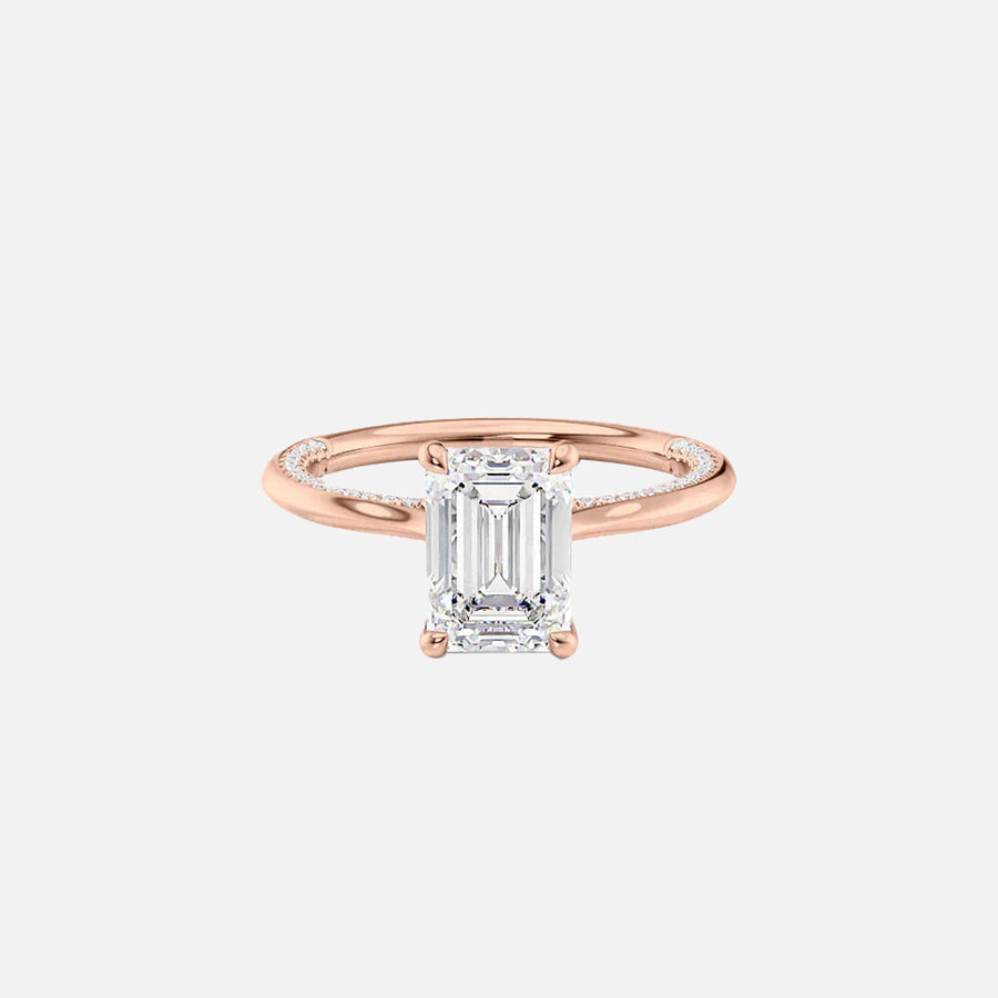  The Solitaire Claire Emerald Moissanite Ring 18k Rose Gold 001