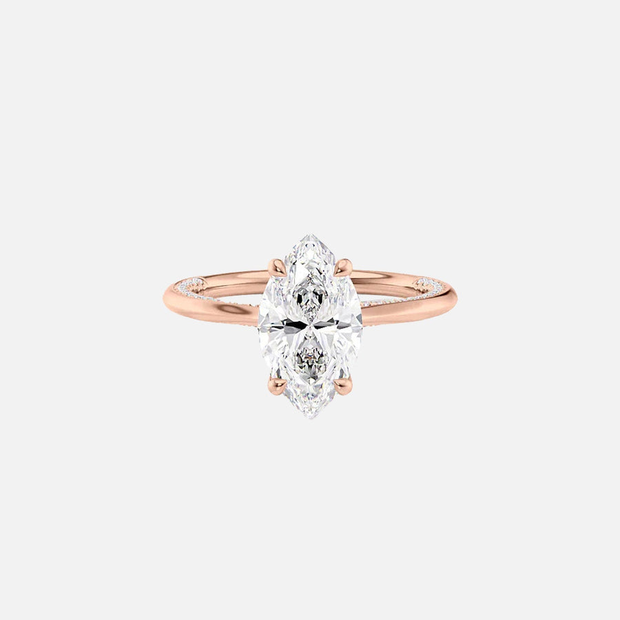  The Solitaire Claire Marquise Moissanite Ring 18k Rose Gold 001