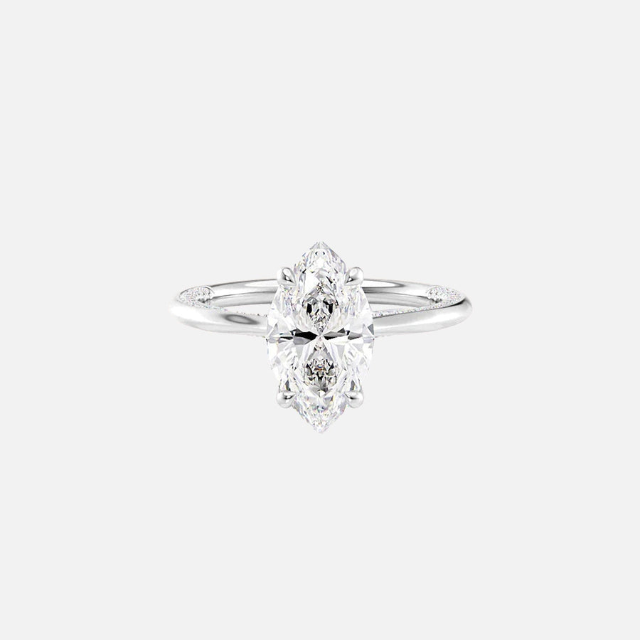  The Solitaire Claire Marquise Moissanite Ring 18k White Gold 001