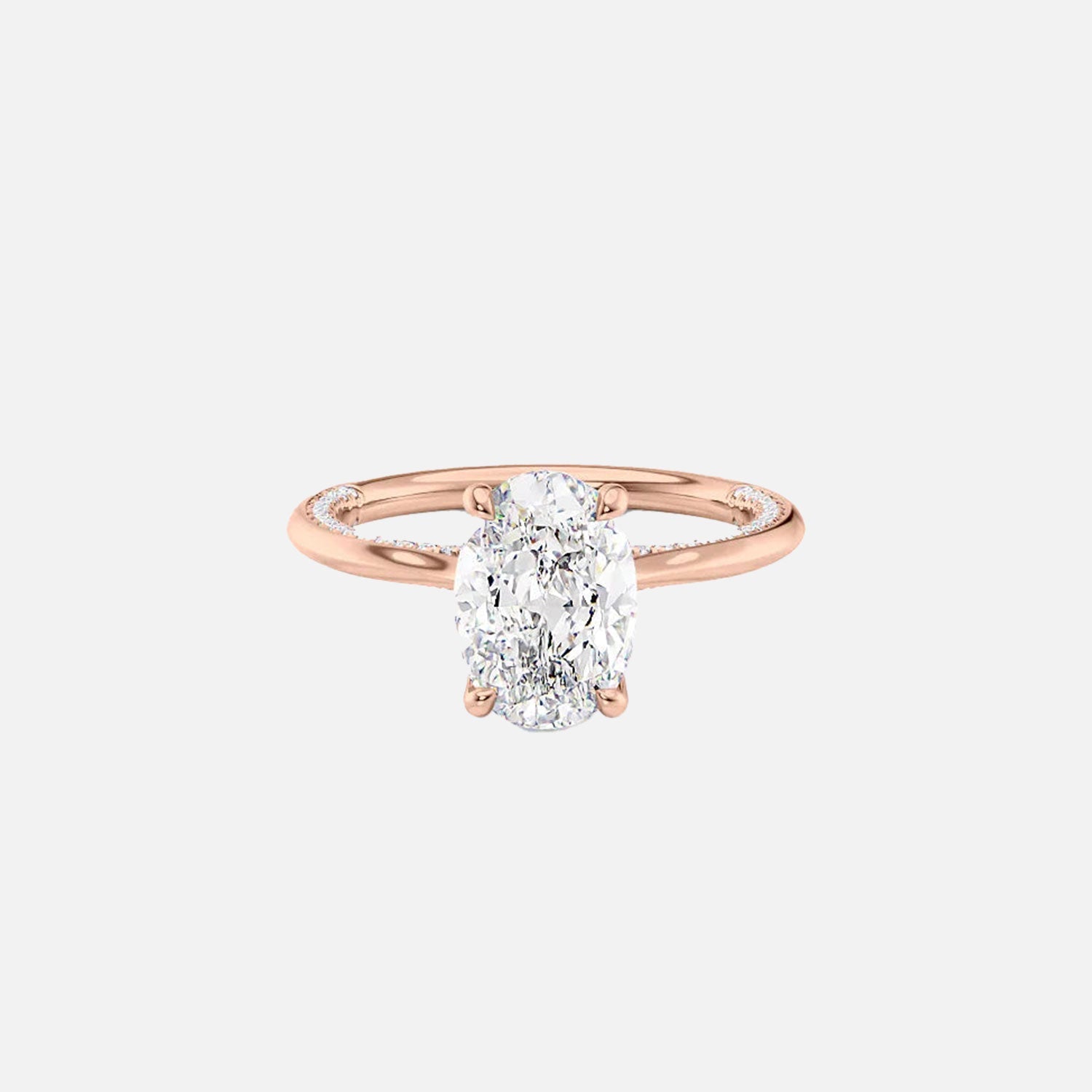  The Solitaire Claire Oval Lab Diamond Ring 14k Rose Gold 001