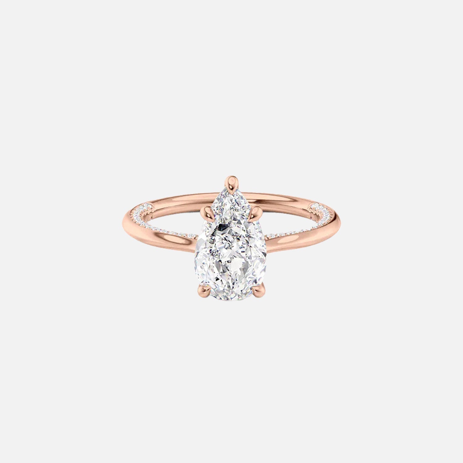  The Solitaire Claire Pear Lab Diamond Ring 14k Rose Gold 001