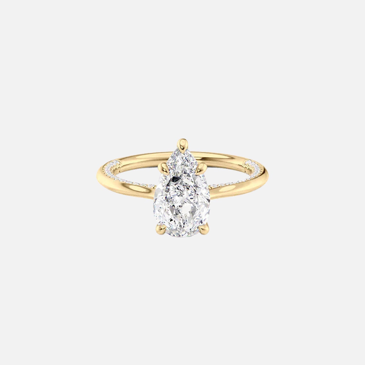 The Solitaire Claire Pear Moissanite Ring 14k Yellow Gold 001