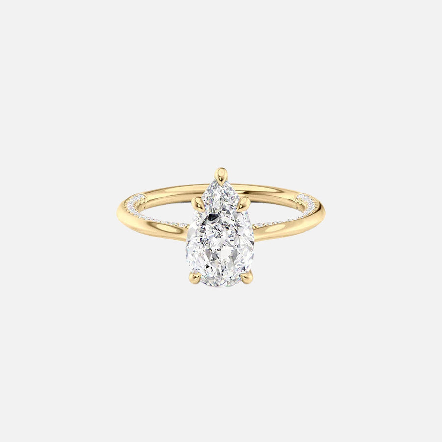  The Solitaire Claire Pear Moissanite Ring 18k Yellow Gold 001