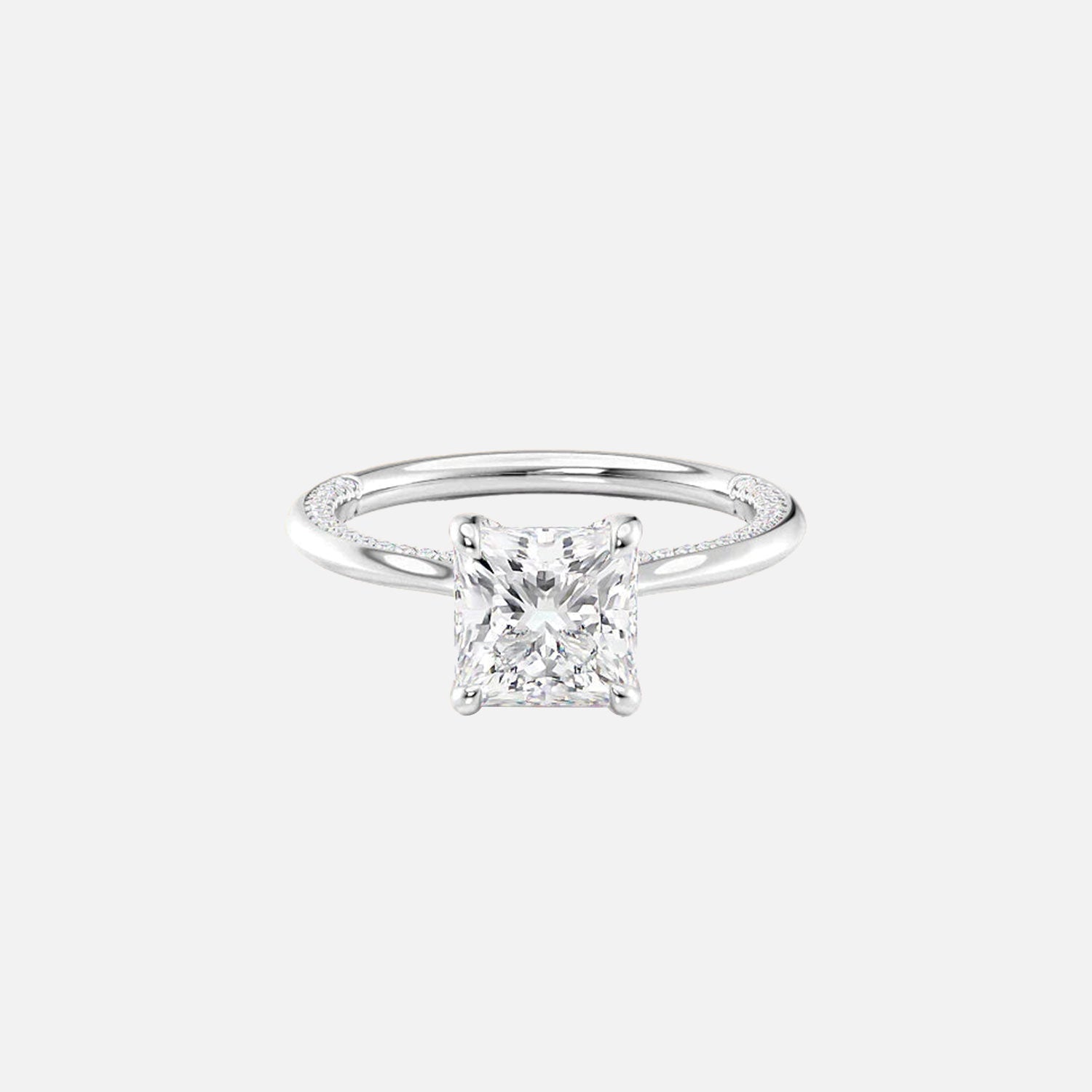  The Solitaire Claire Princess Moissanite Ring 14k White Gold 001