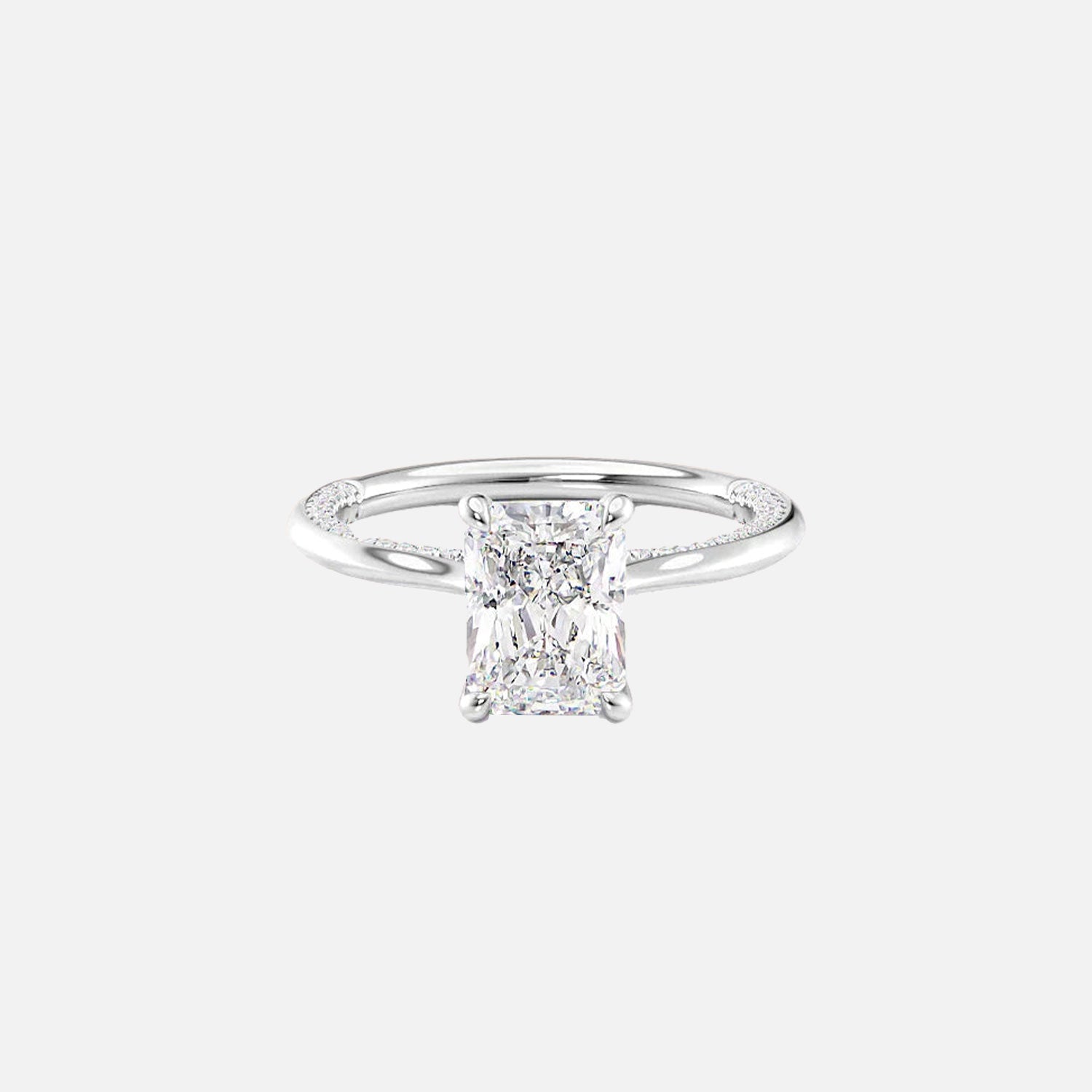  The Solitaire Claire Radiant Moissanite Ring 14k White Gold 001
