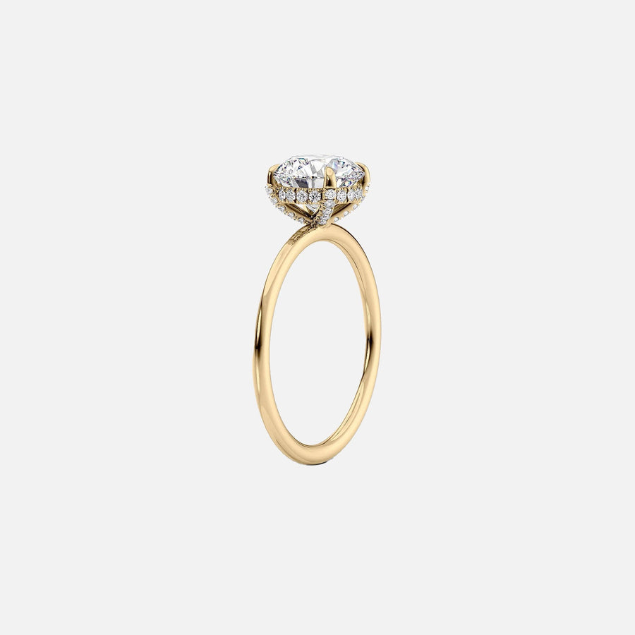  The Solitaire Crown Kamellie Emerald Moissanite Ring 18k Yellow Gold 002