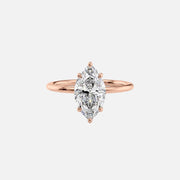  The Solitaire Crown Kamellie Marquise Moissanite Ring 14k Rose Gold 001