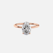  The Solitaire Crown Kamellie Oval Moissanite Ring 14k Rose Gold 002