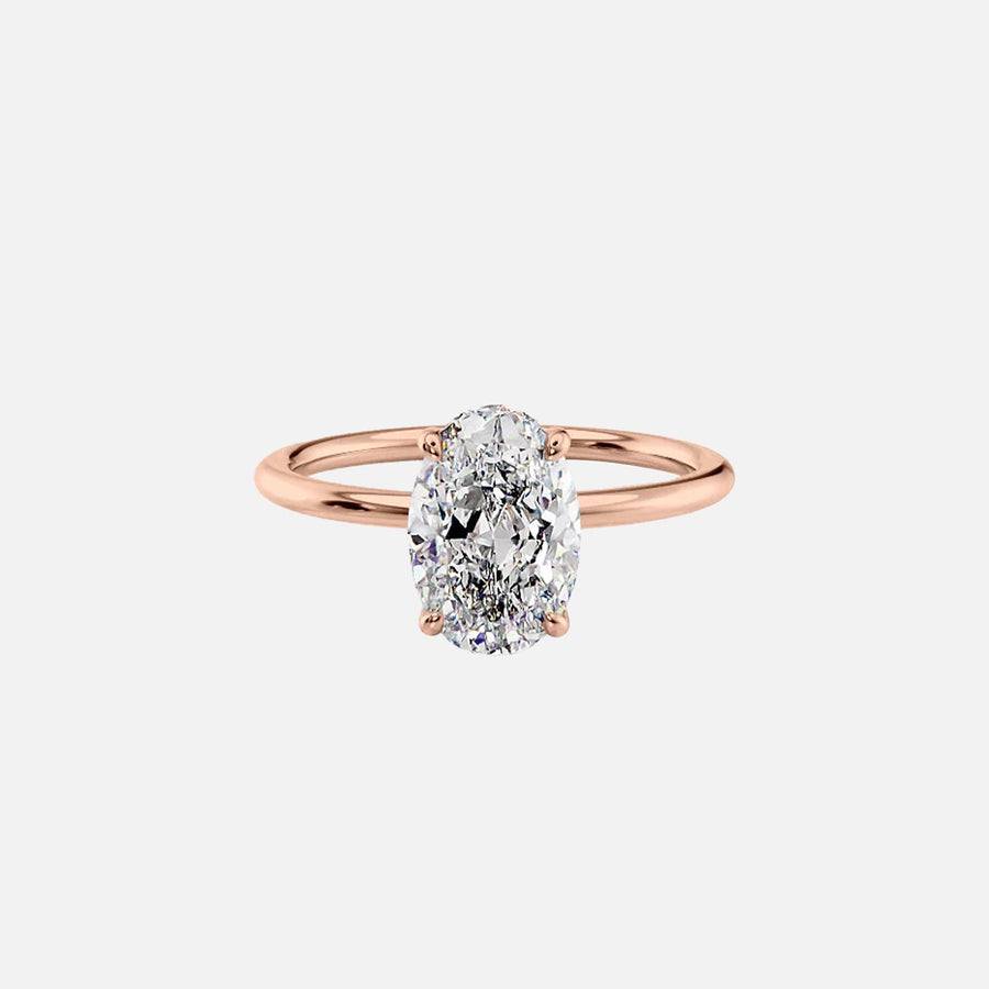  The Solitaire Crown Kamellie Oval Moissanite Ring 14k Rose Gold 002