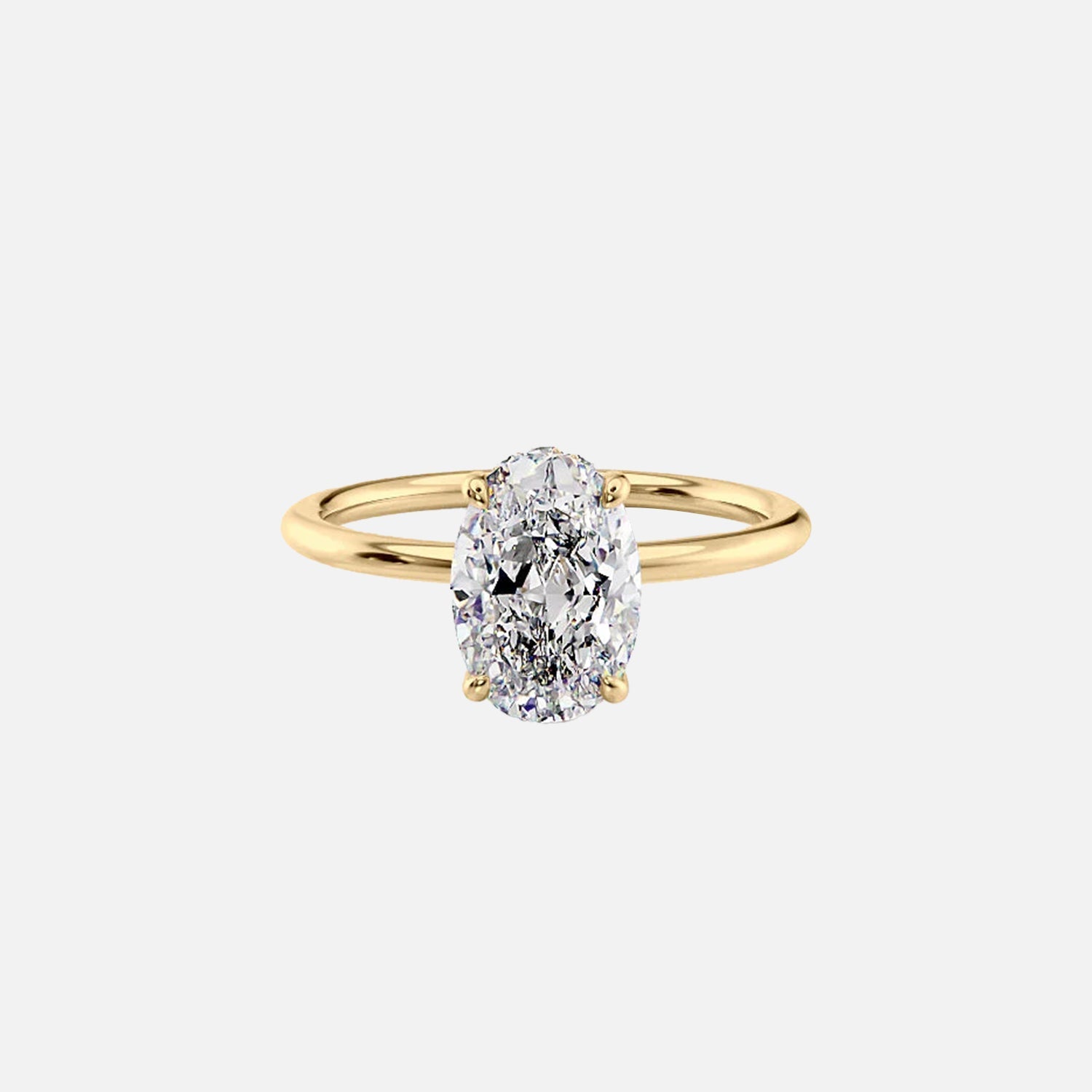 The Solitaire Crown Kamellie Oval Moissanite Ring 14k Yellow Gold 001