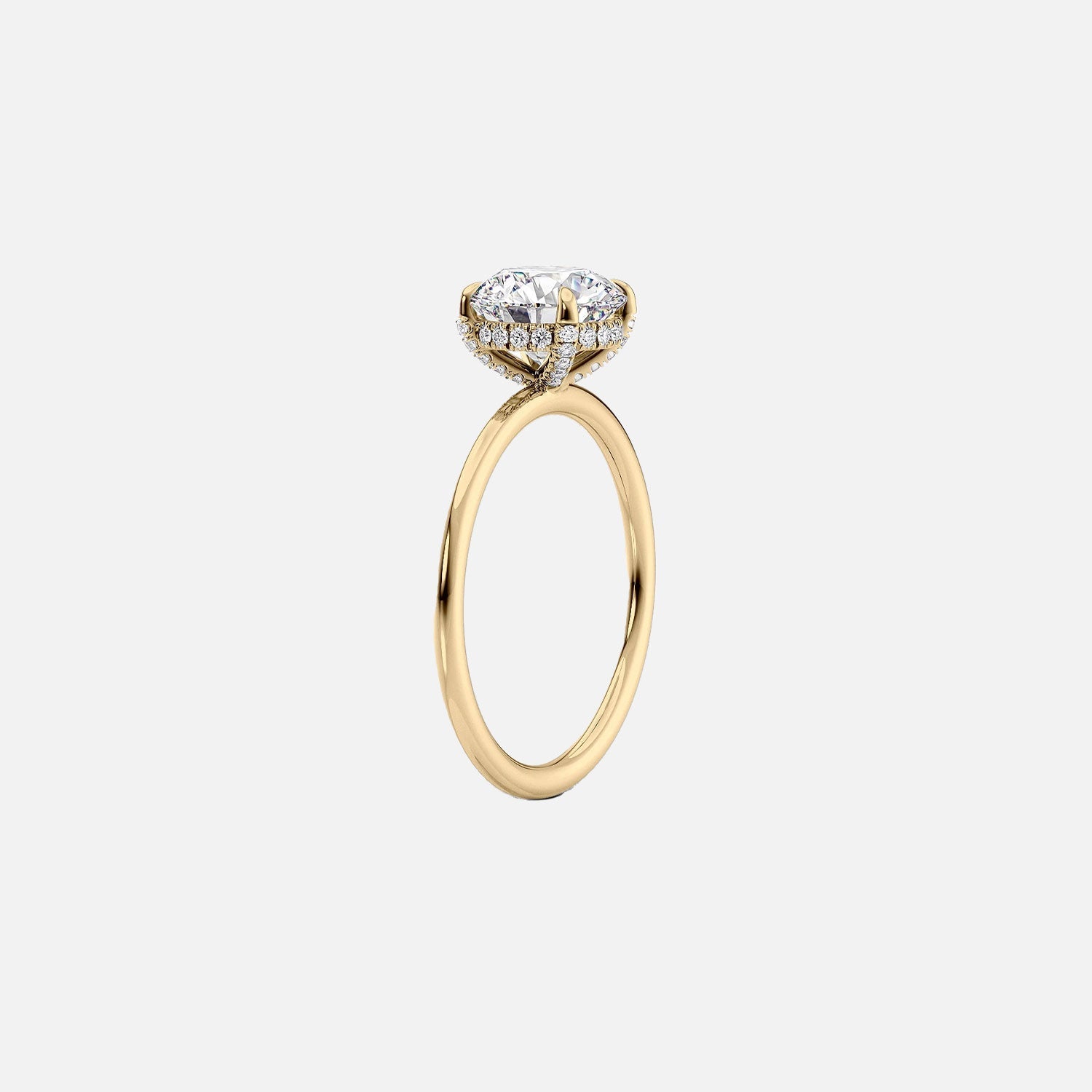  The Solitaire Crown Kamellie Oval Moissanite Ring 14k Yellow Gold 002