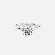  The Solitaire Crown Kamellie Round Moissanite Ring 14k White Gold 001