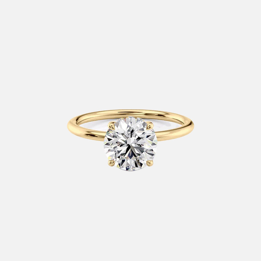  The Solitaire Crown Kamellie Round Moissanite Ring 18k Yellow Gold 001