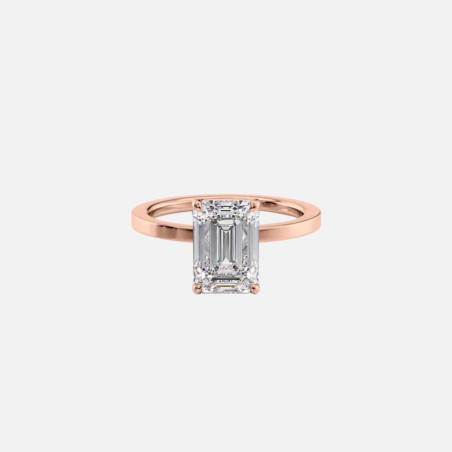  The Solitaire Eleanor Emerald Lab Diamond Ring 14k Rose Gold 001