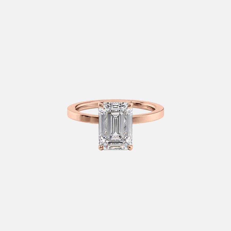  The Solitaire Eleanor Emerald Moissanite Ring 18k Rose Gold 001