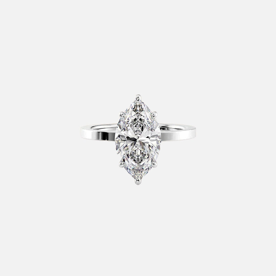  The Solitaire Eleanor Marquise Moissanite Ring 18k White Gold 001