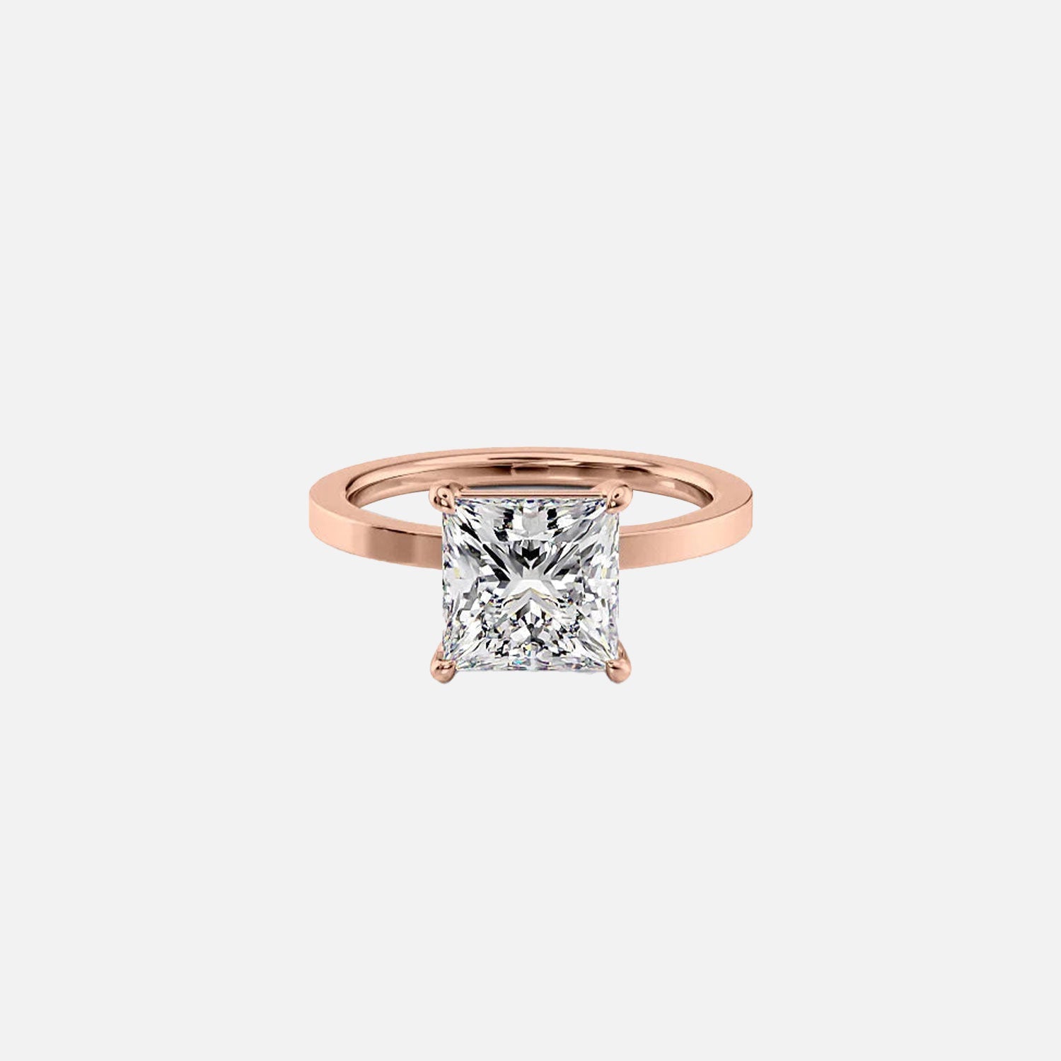  The Solitaire Eleanor Princess Lab Diamond Ring 14k Rose Gold 001