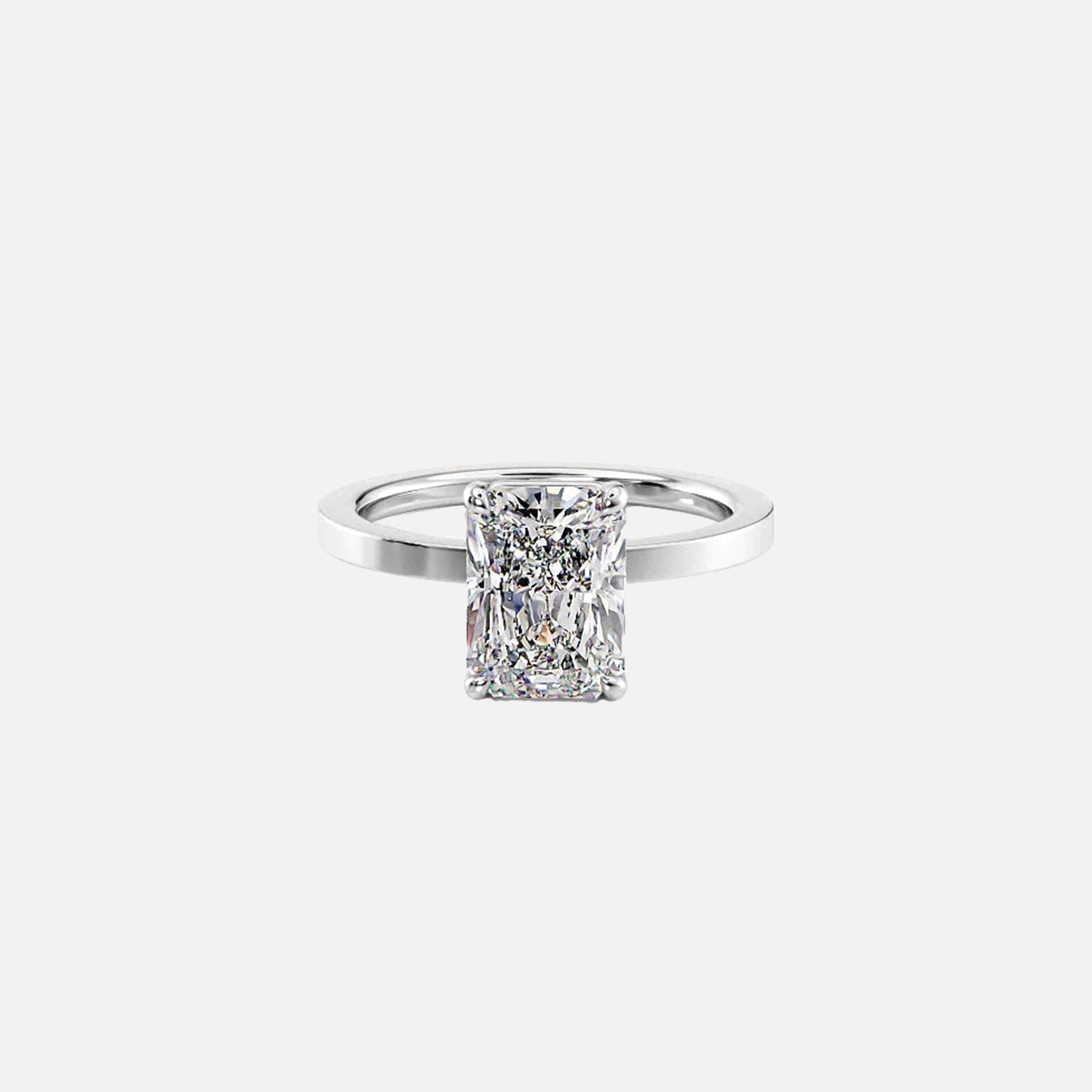  The Solitaire Eleanor Radiant Moissanite Ring 14k White Gold 001