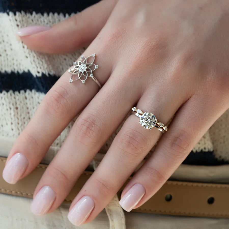  The Solitaire Eleanor Round Moissanite Ring 18k White Gold 003