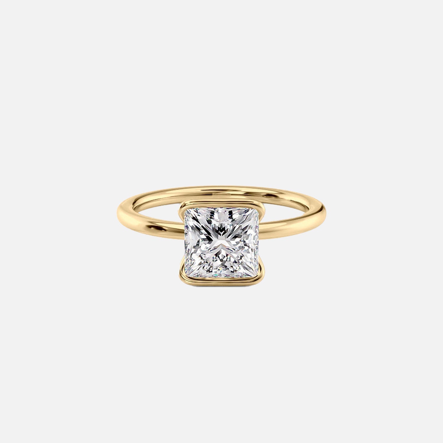 The Solitaire Eliza Princess Lab Diamond Ring 14k Yellow Gold 001
