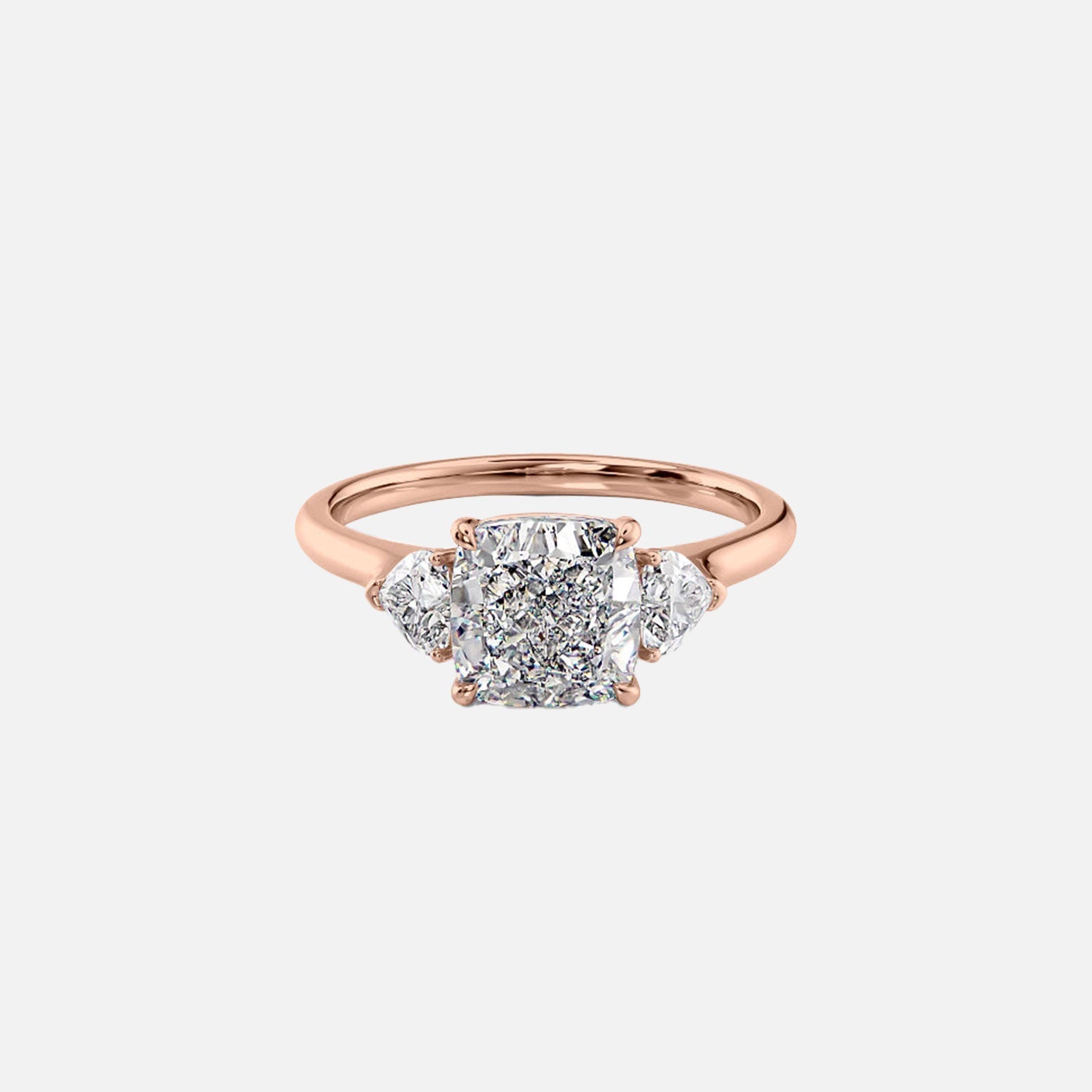  The Solitaire Hearts Liv Cushion Lab Diamond Ring 14k Rose Gold 001
