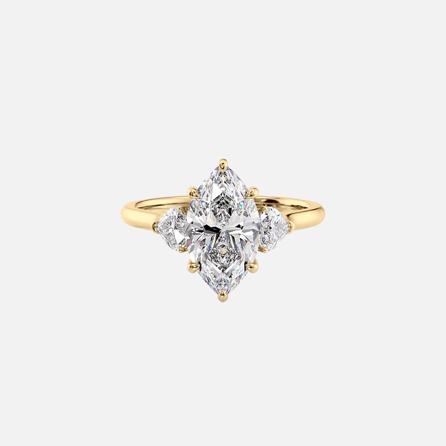 The Solitaire Hearts Liv Marquise Moissanite Ring 14k Yellow Gold 001