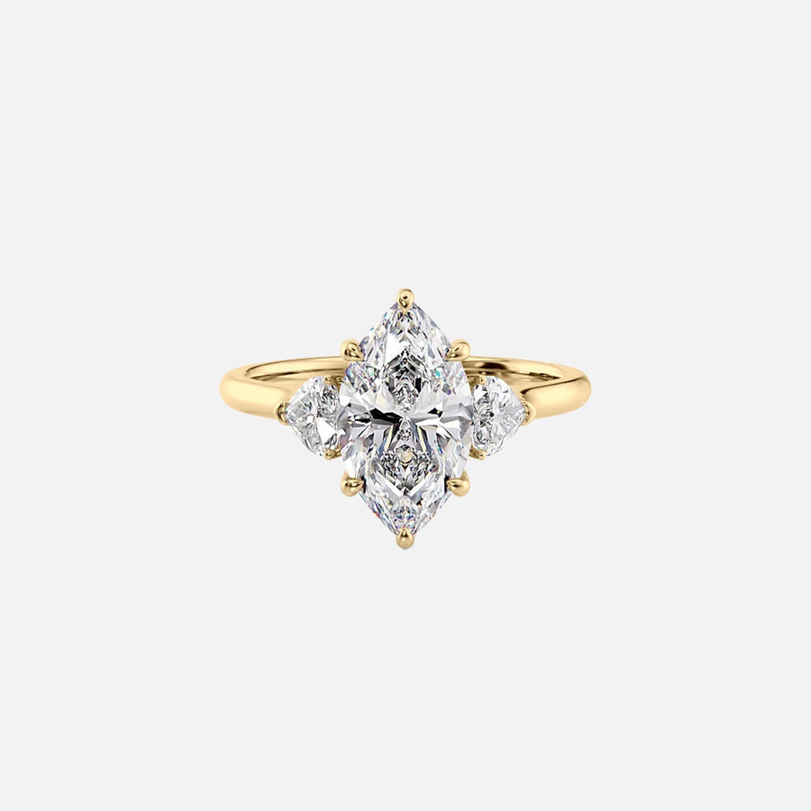 The Solitaire Hearts Liv Marquise Moissanite Ring 14k Yellow Gold 001