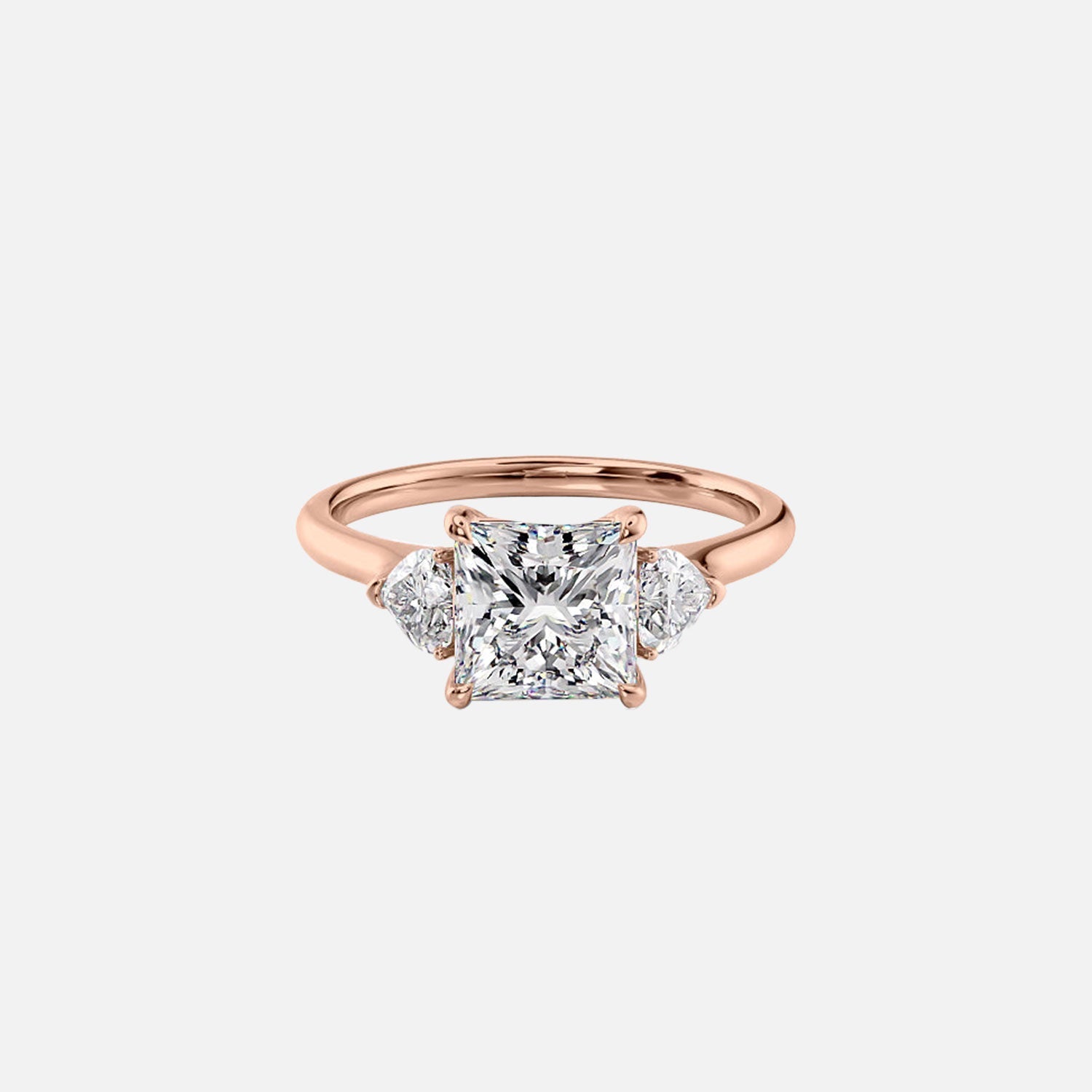  The Solitaire Hearts Liv Princess Lab Diamond Ring 14k Rose Gold 001