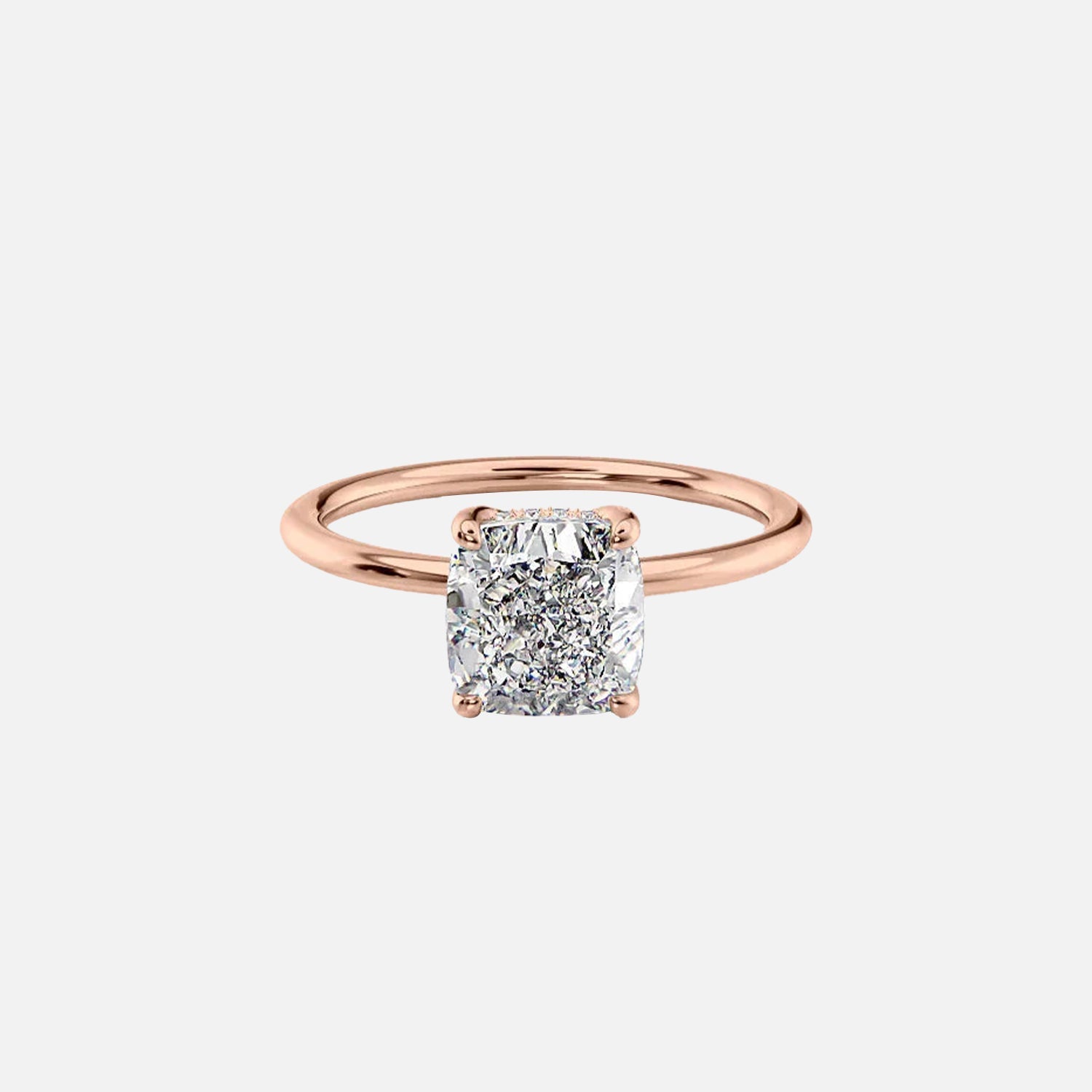  The Solitaire Kamellie Cushion Lab Diamond Ring 14k Rose Gold 001