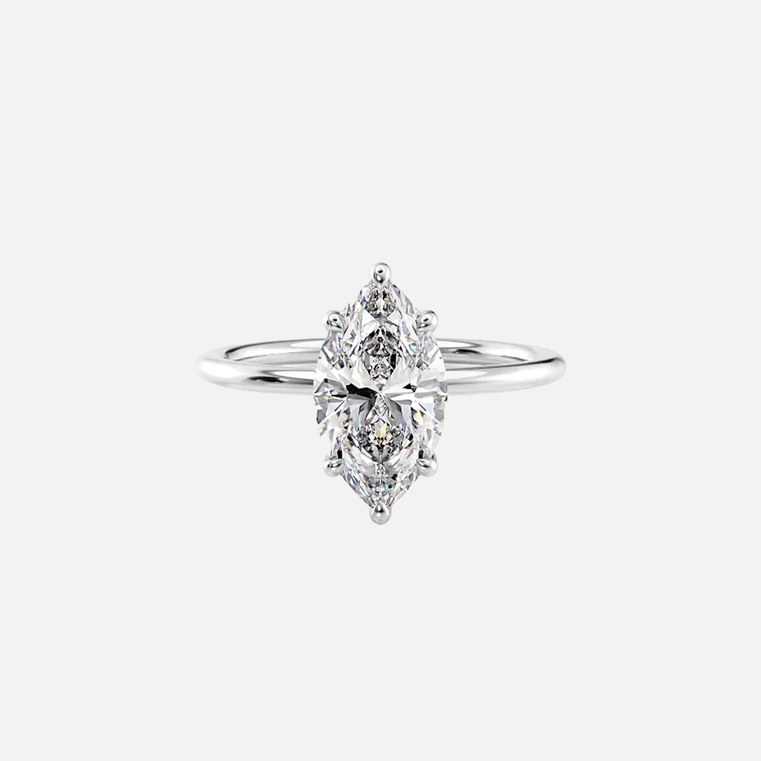  The Solitaire Kamellie Marquise Lab Diamond Ring 14k White Gold 001