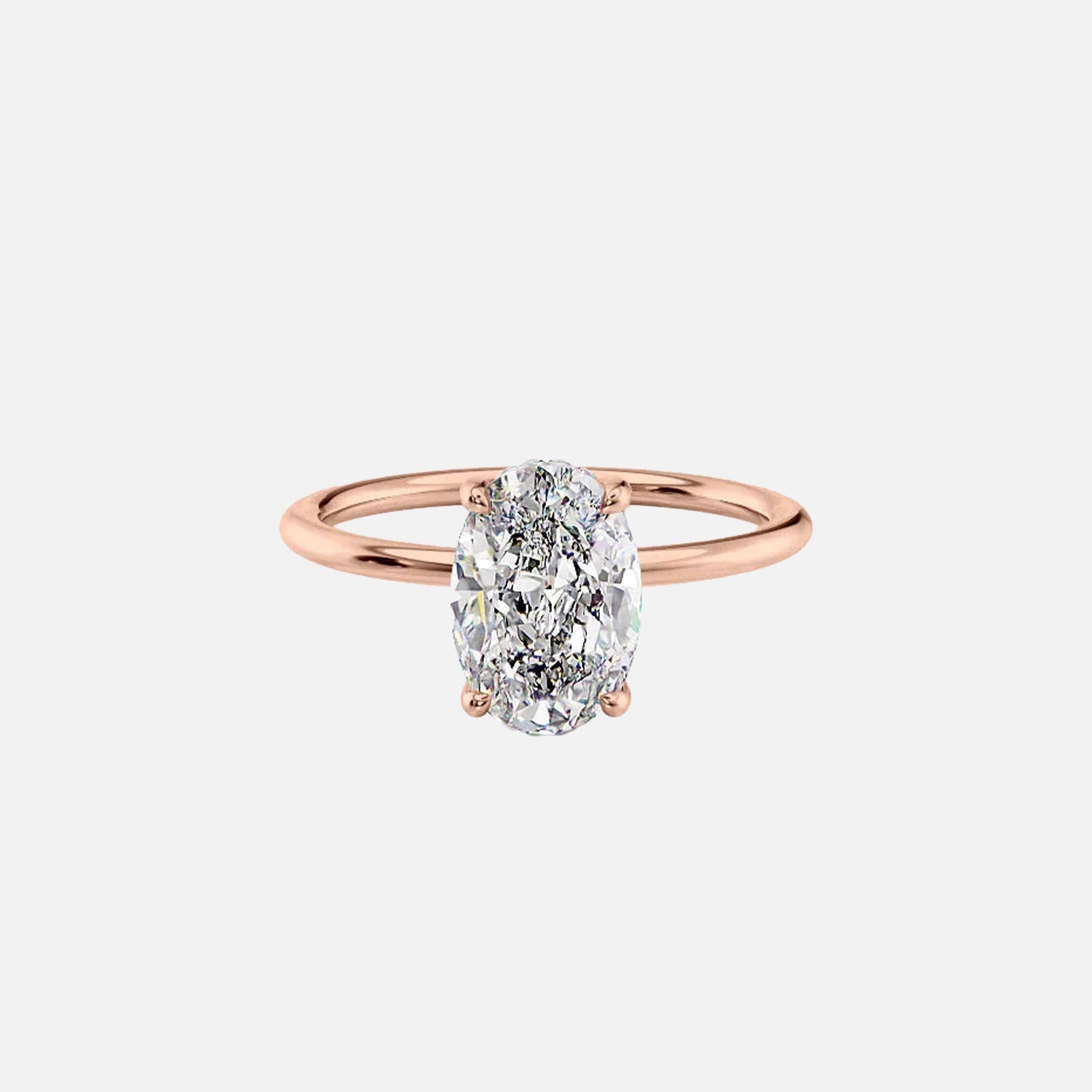  The Solitaire Kamellie Oval Lab Diamond Ring 14k Rose Gold 001