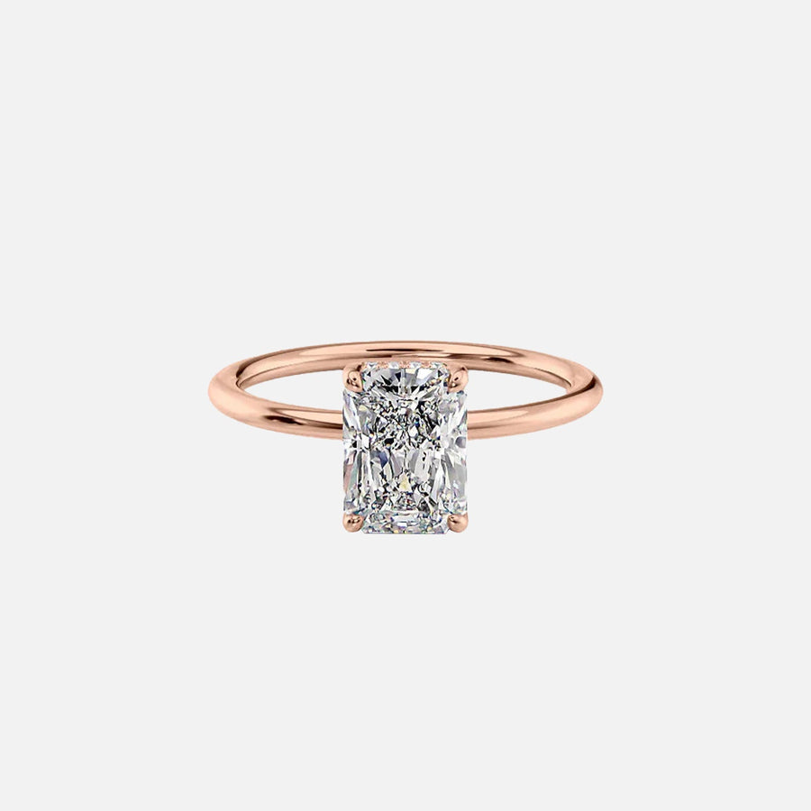  The Solitaire Kamellie Radiant Lab Diamond Ring 14k Rose Gold 001