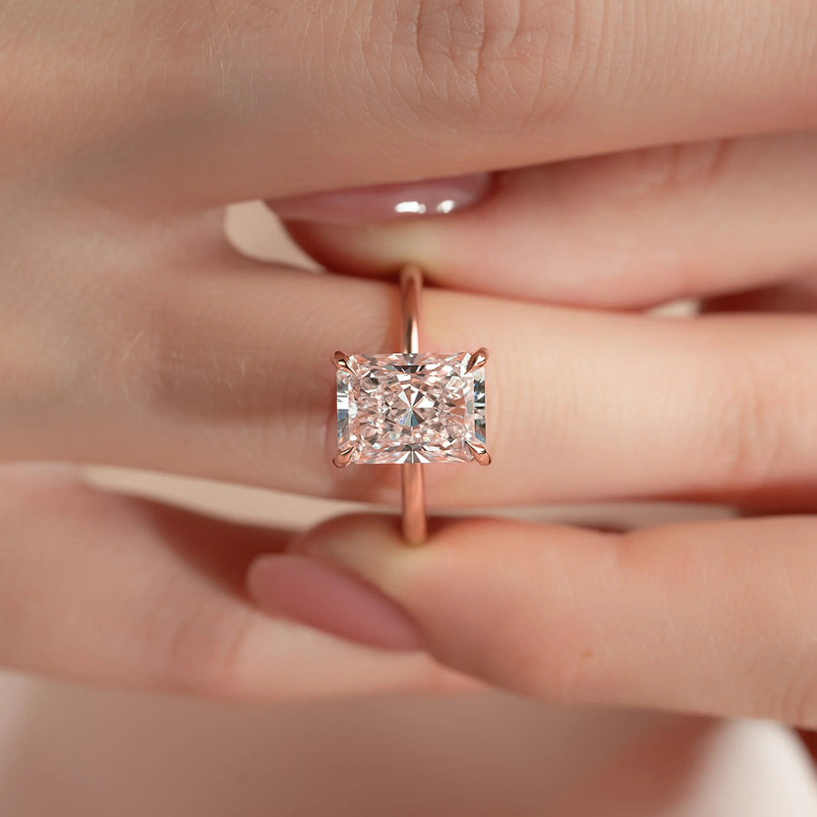  The Solitaire Kamellie Radiant Lab Diamond Ring 14k Rose Gold 003 Final