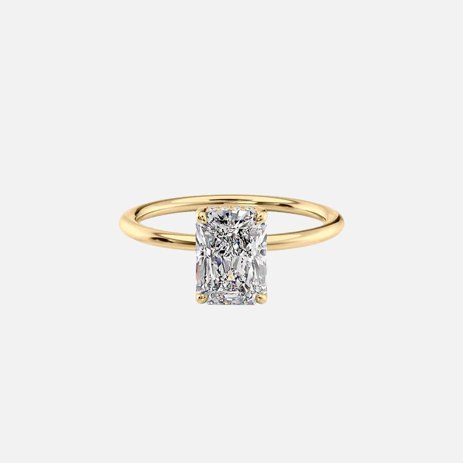 The Solitaire Kamellie Radiant Lab Diamond Ring 14k Yellow Gold 001