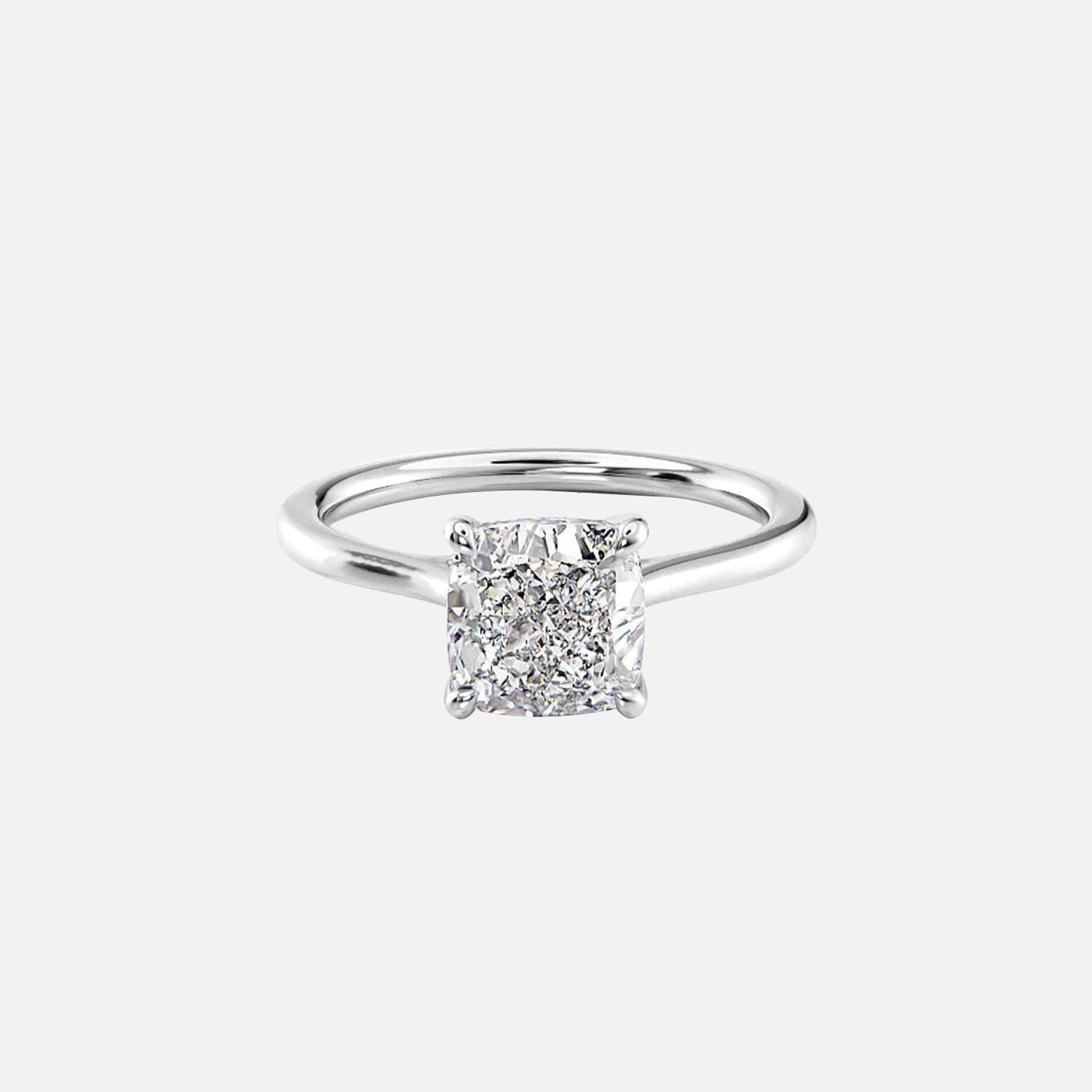  The Solitaire Lexie Cushion Lab Diamond Ring 14k White Gold 001