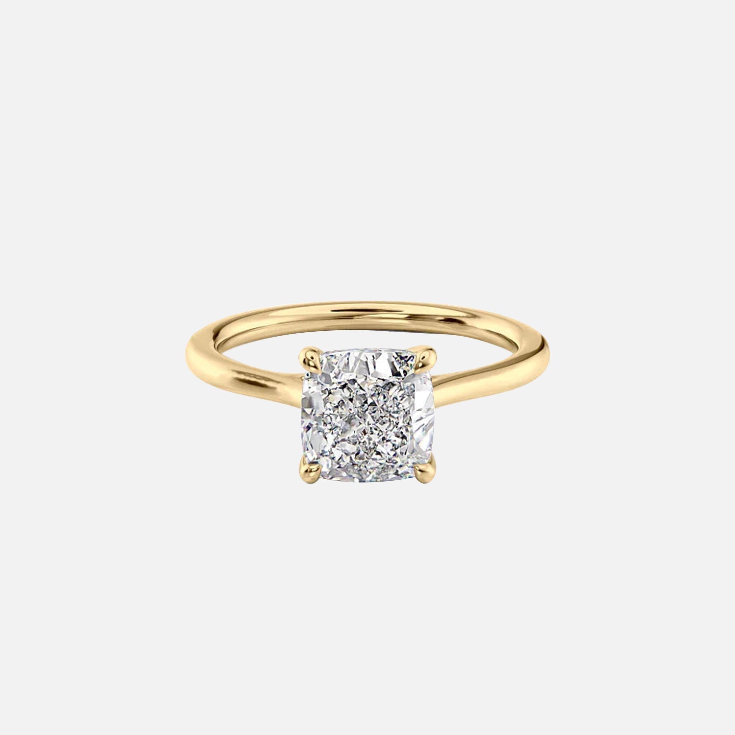 The Solitaire Lexie Cushion Moissanite Ring 14k Yellow Gold 001