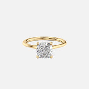 The Solitaire Lexie Cushion Moissanite Ring 14k Yellow Gold 001