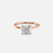  The Solitaire Lexie Cushion Moissanite Ring 18k Rose Gold 001