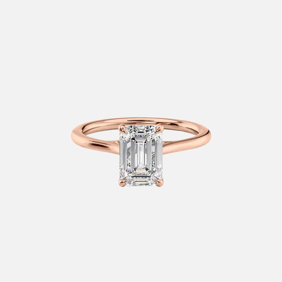  The Solitaire Lexie Emerald Lab Diamond Ring 18k Rose Gold 001