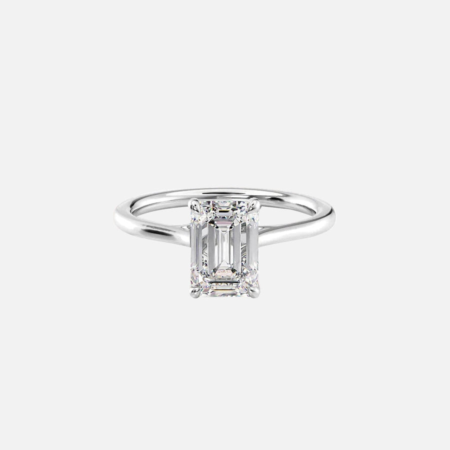  The Solitaire Lexie Emerald Moissanite Ring 14k White Gold 001