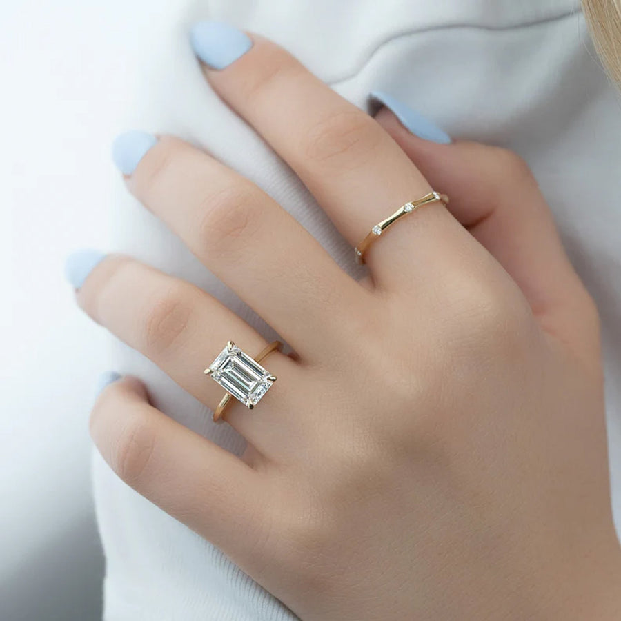  The Solitaire Lexie Emerald Moissanite Ring 14k Yellow Gold 004
