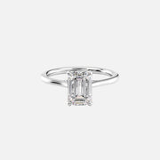  The Solitaire Lexie Emerald Moissanite Ring 18k White Gold 001